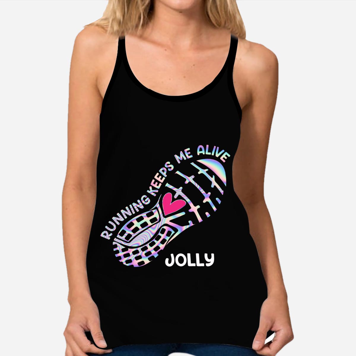 Running Keeps Me Alive - Personalized Running Cross Tank Top and Leggings