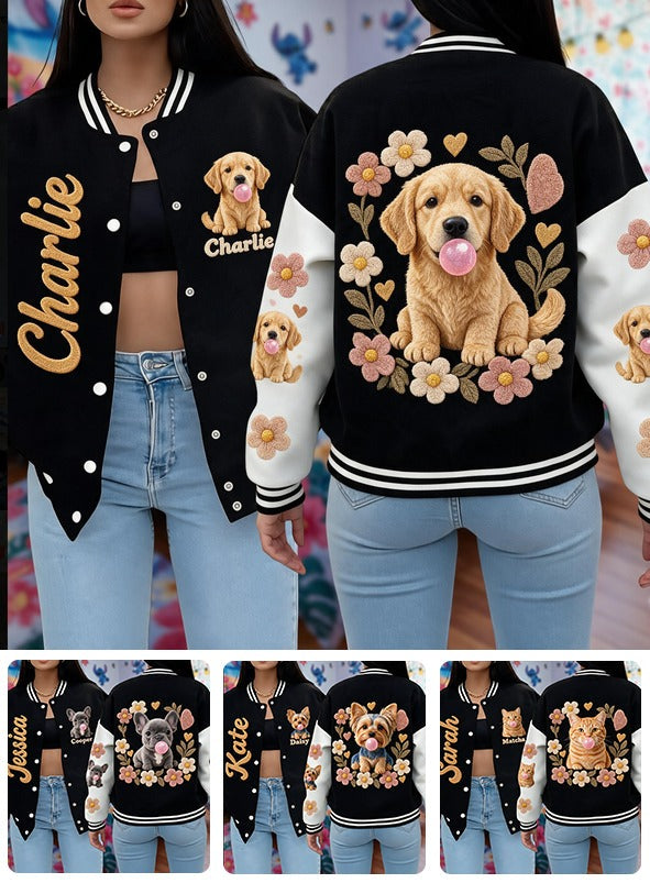 Personalized Golden Retriever Varsity Jacket Dog Lover Casual Outerwear