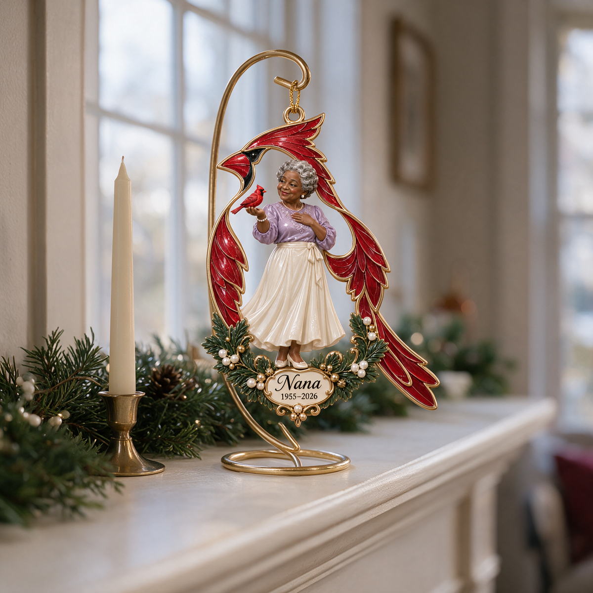 Personalized Custom Photo Cardinal Memorial 3D Christmas Ornament - Grandmother Remembrance Keepsake