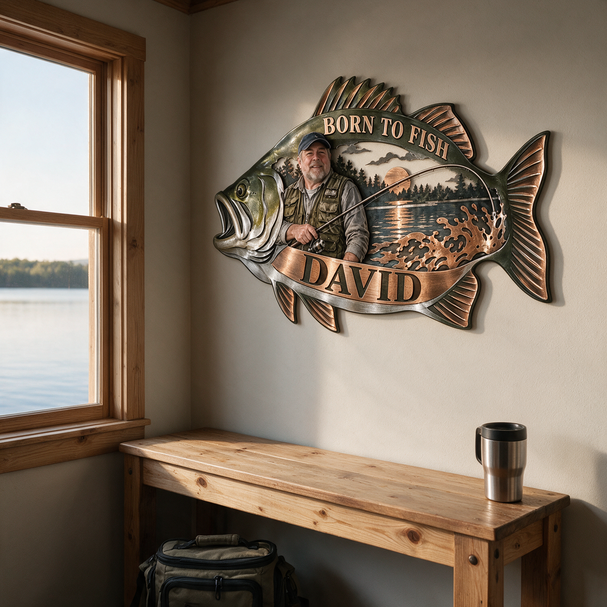 Personalisierte Metall Wandkunst für Angler - Individuelles Porträt und Name