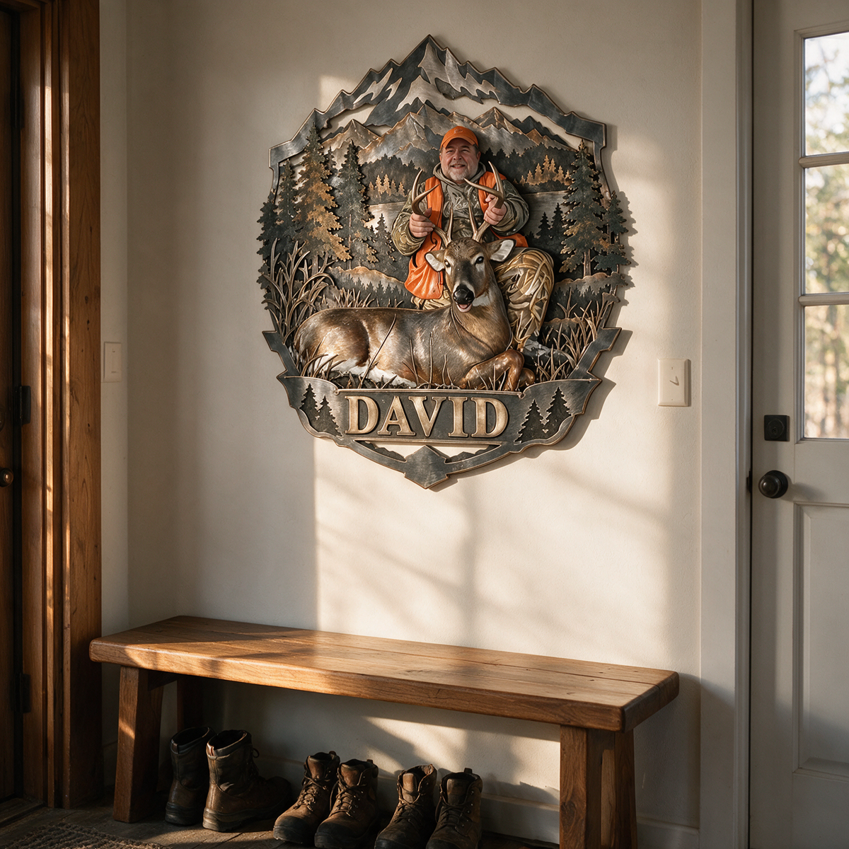 Personalized Custom Photo Deer Hunting 3D Cut Metal Sign - Gift for Older Men