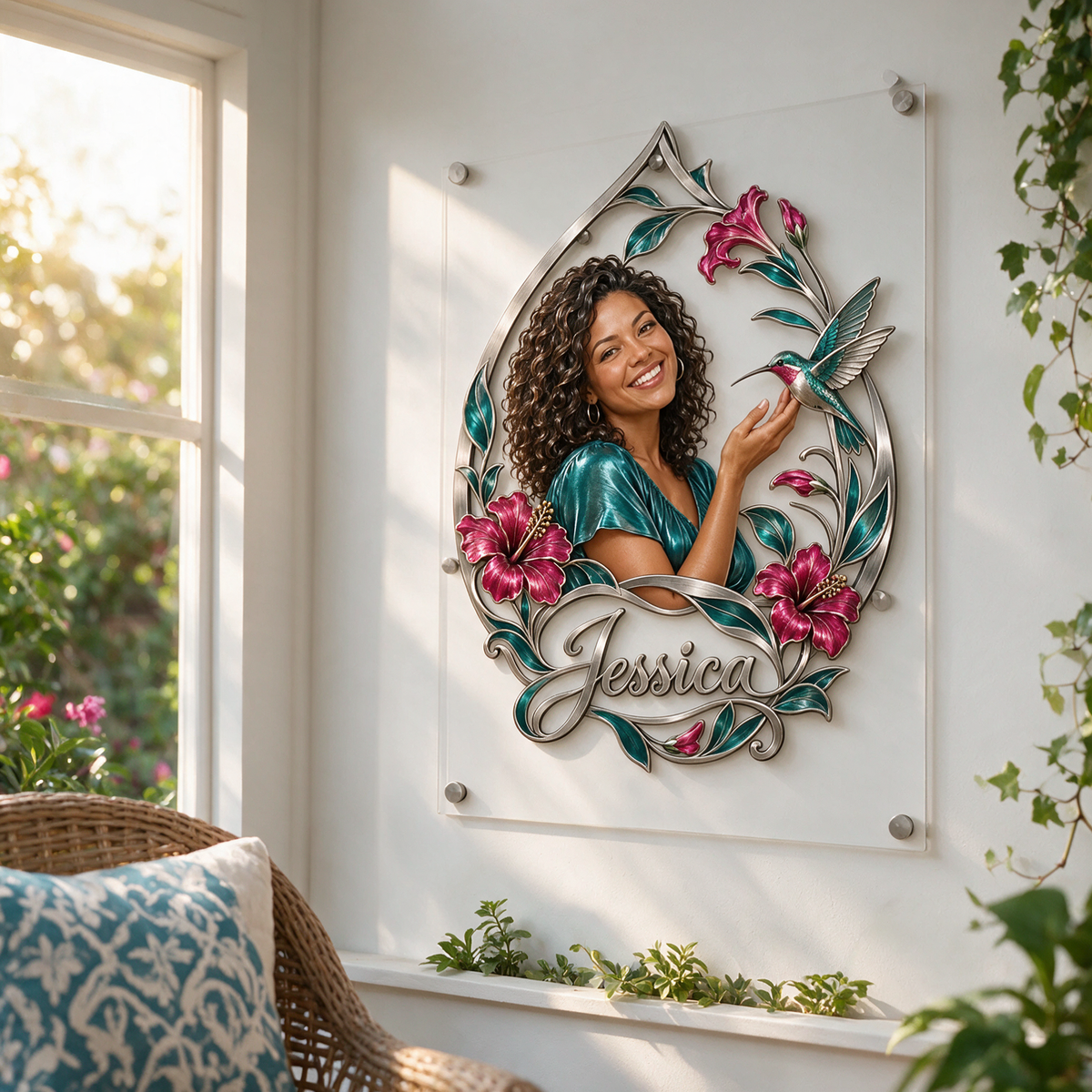 Personalized Custom Photo Hummingbird 3D Cut Metal Sign - Gift for Women