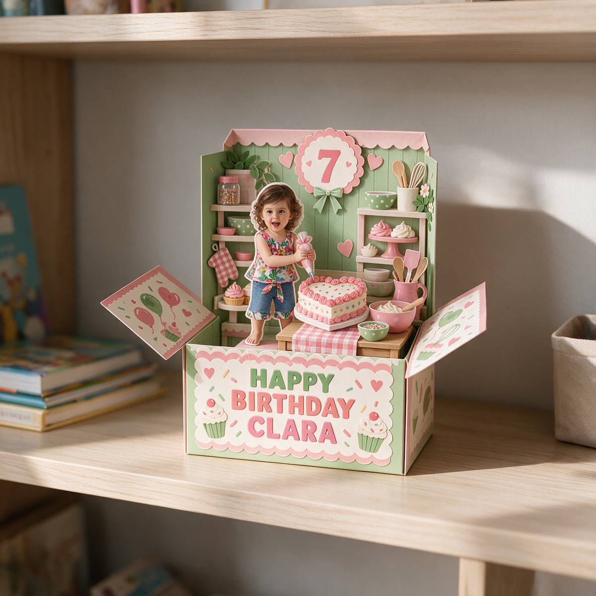 Carte Pop Up d'Anniversaire Personnalisée - Souvenir de Décoration de Gâteau Photo