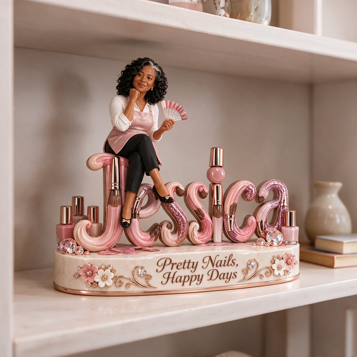 Personalized Custom Photo Nail Artist 3D Name Figurine - Gift for Older Women