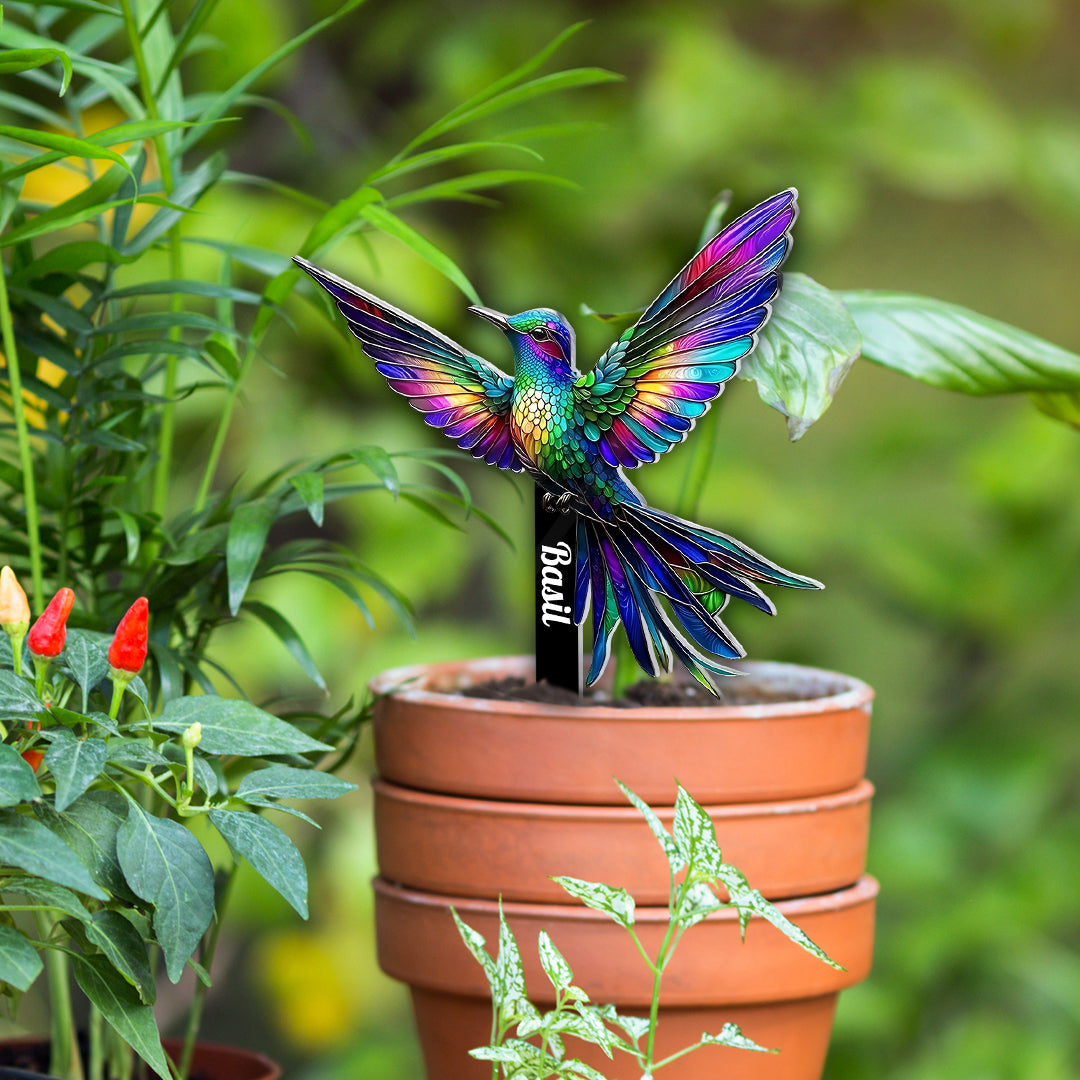 Stunning Hummingbird, Bee, Butterfly... - Personalized Gardening Plant Marker Stake