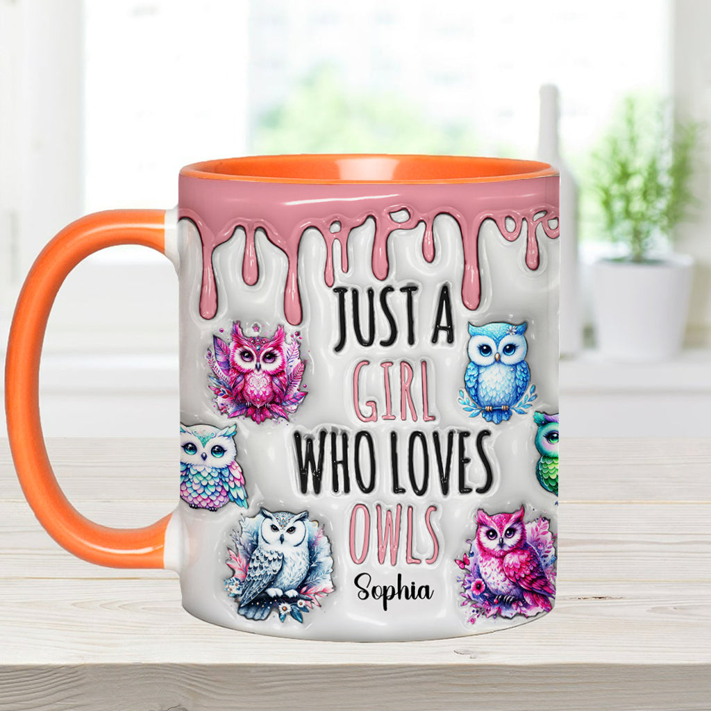 Just A Girl Who Loves Owls - Personalized Owl Accent Mug