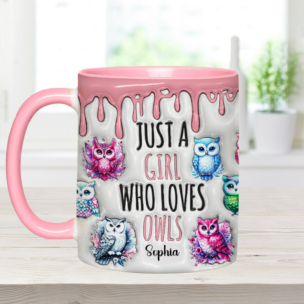 Just A Girl Who Loves Owls - Personalized Owl Accent Mug