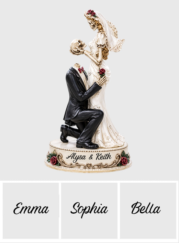 Skull Couple Wedding Cake Topper - Personalized Couple Premium 3D Figurine