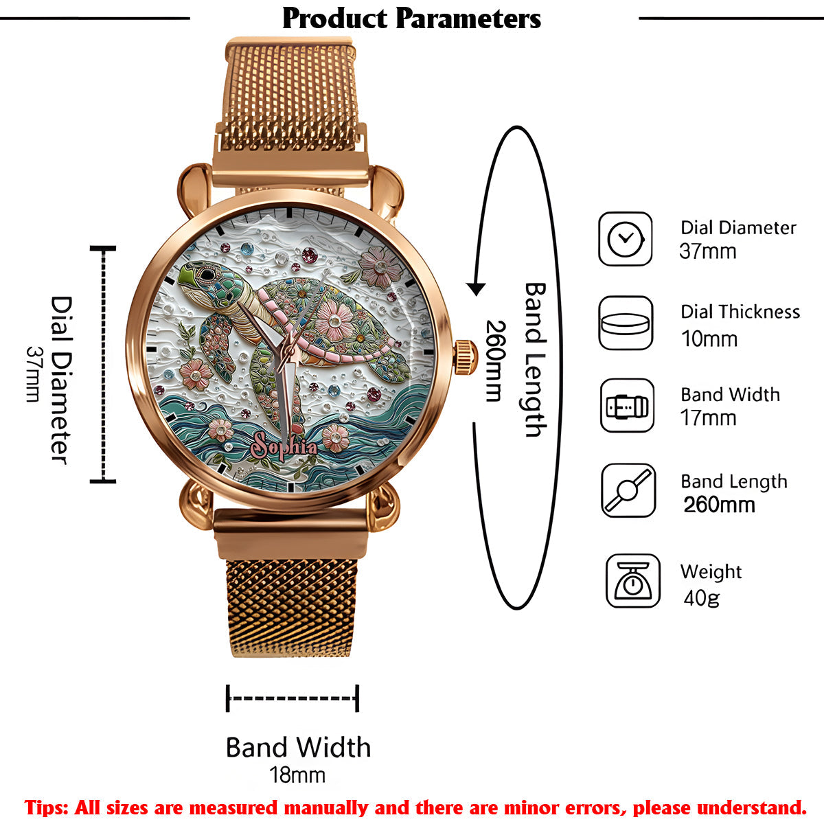 Beautiful Turtle - Personalized Turtle Women Hand Watch