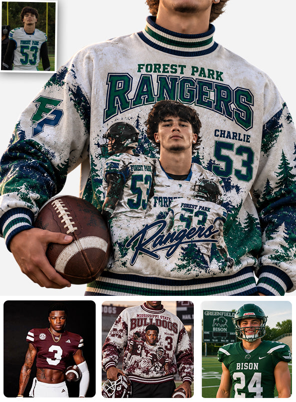 College Football Team - Personalisierter Football Mock Neck Sweatshirt