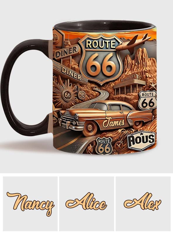 Mug personnalisé Vintage Route 66 - Motif Muscle Car