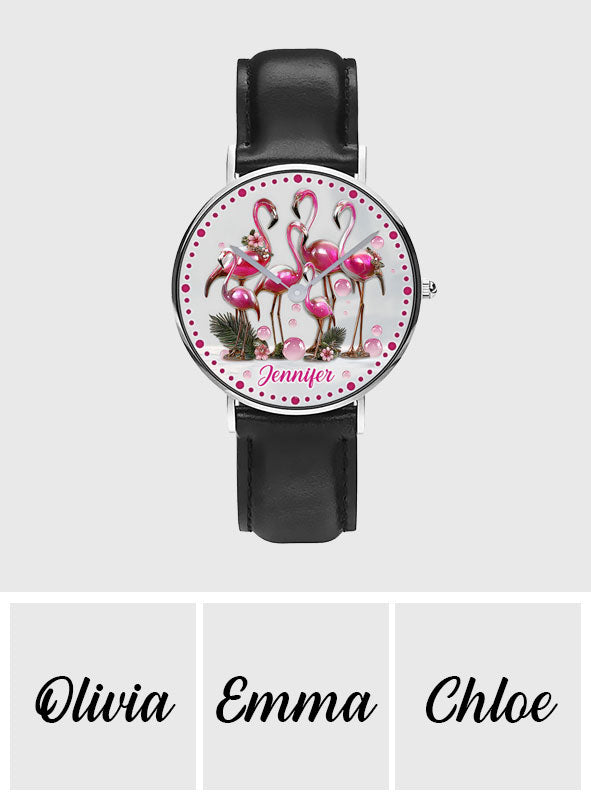Eleganter Flamingo – Personalisierte Flamingo-Handuhr