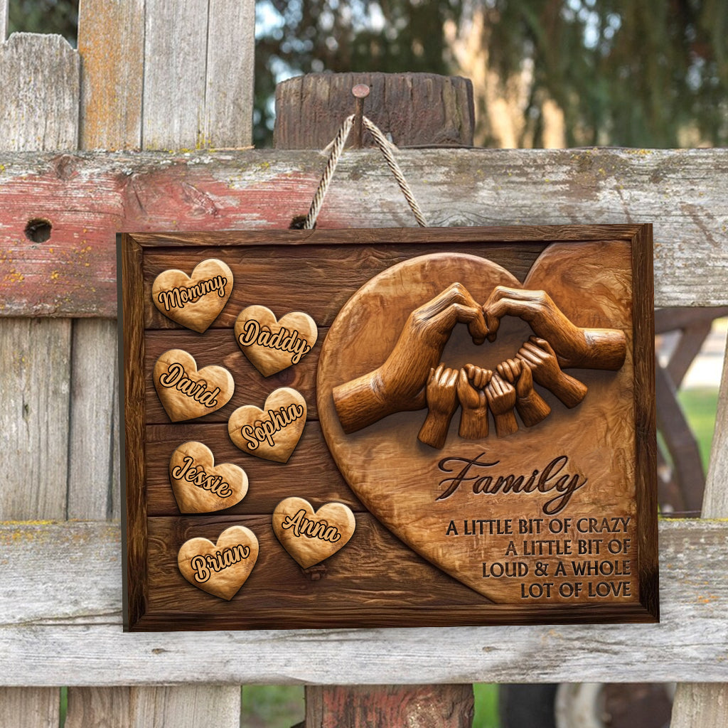 Family A Whole Lot Of Love - Personalized Family Custom Shaped Wood Sign