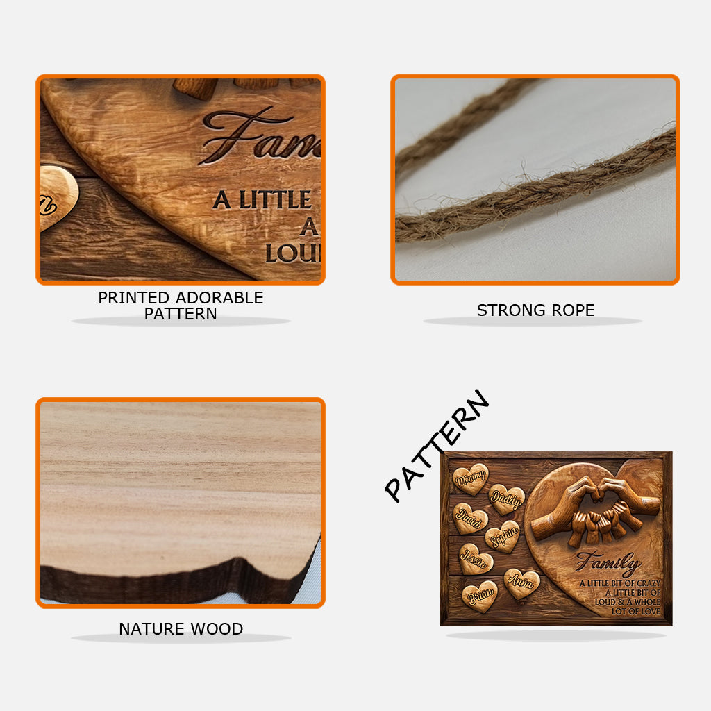 Family A Whole Lot Of Love - Personalized Family Custom Shaped Wood Sign