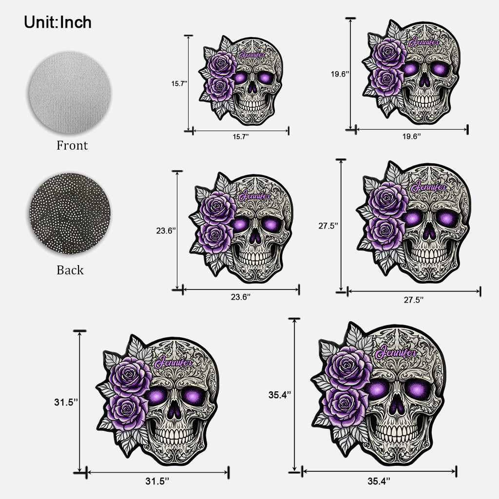 Skull And Roses - Personalized Skull Shaped Doormat/ Rug