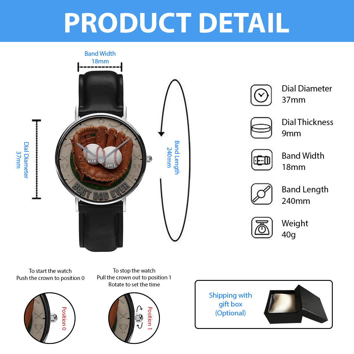 We Caught The Best Dad Baseball, Softball - Personalized Father Hand Watch