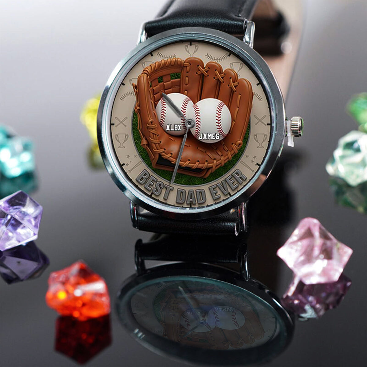 We Caught The Best Dad Baseball, Softball - Personalized Father Hand Watch