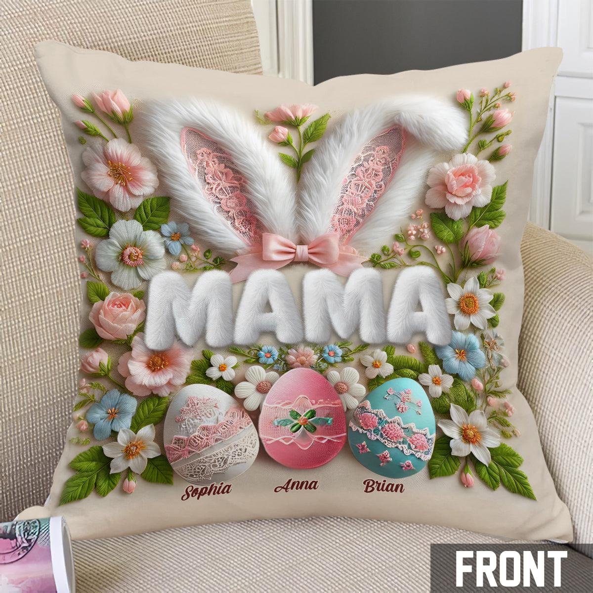 Easter Bunny - Personalized Grandma Throw Pillow
