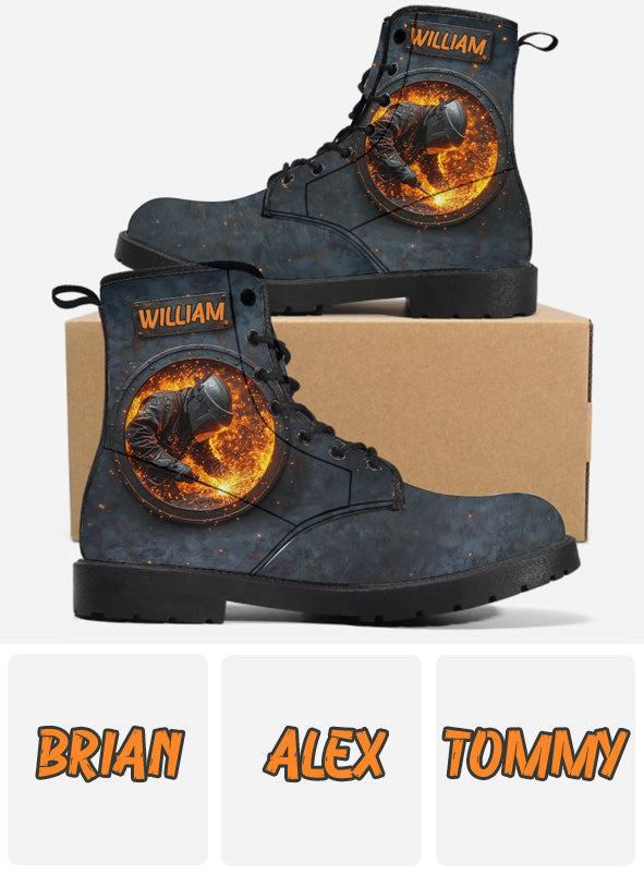 Gift For Welder Man - Personalized Welder Leather Boots