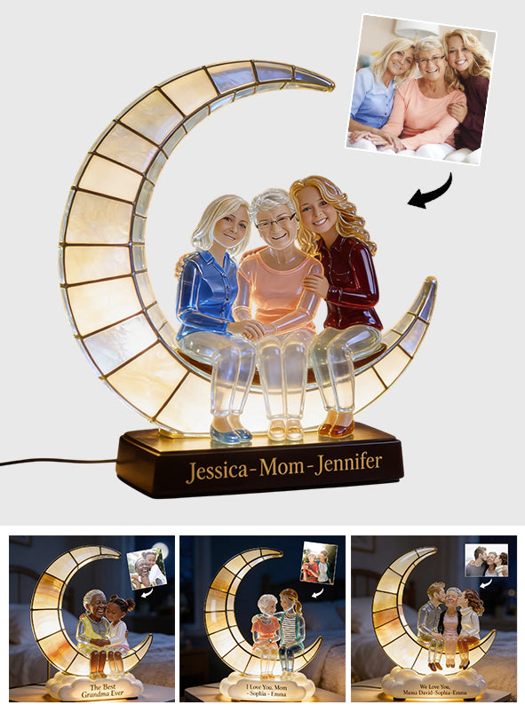 Halbmondlampe – Ich liebe dich – Personalisierte LED-Nachtleuchte aus Acryl für Mutter