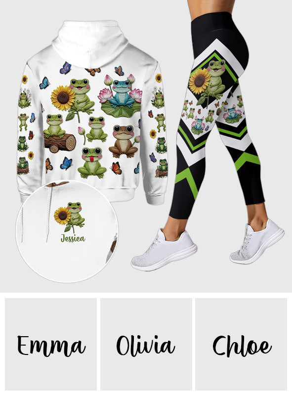 Einfach ein Mädchen, das Frösche liebt – Personalisierter Frosch-Hoodie und Leggings