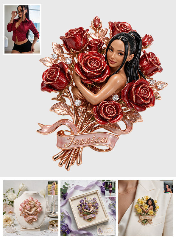 Custom Flower Brooch - Personalized Self Love 3D Embossed Enamel Pin