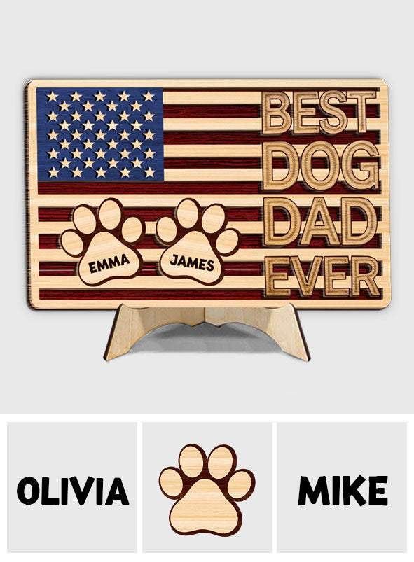 Best Dog Dad Ever - Personalized Dog 2 Layered Wood Sign / Wood Plaque