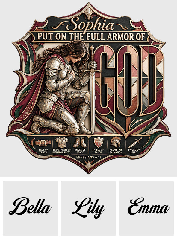 Armor Of God Warrior - Personalized Christian 3D Printed Cut Metal Sign