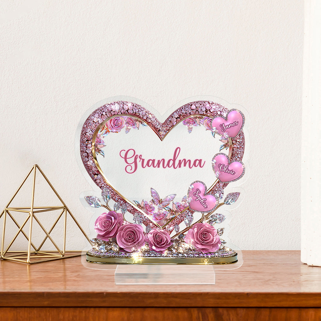 Grandma's Mom's Sweethearts - Personalized Grandma Custom Shaped Acrylic Plaque