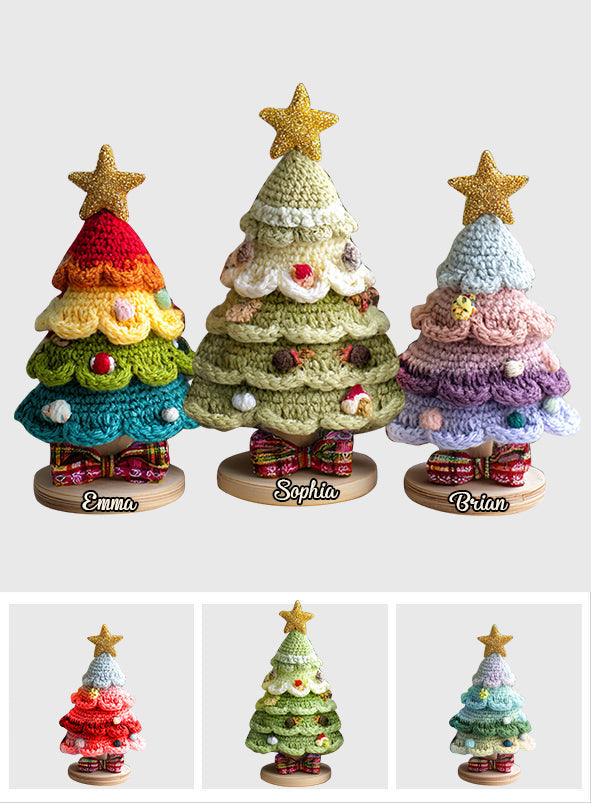Häkelanleitung für einen Weihnachtsbaum – Personalisierte Acrylplakette in individueller Familienform