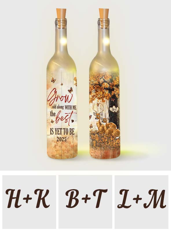 Grow Old Along With Me - Personalized Couple Wine Bottle Lamp