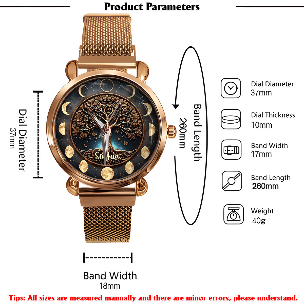 Moon Phase - Personalized Witch Women Hand Watch