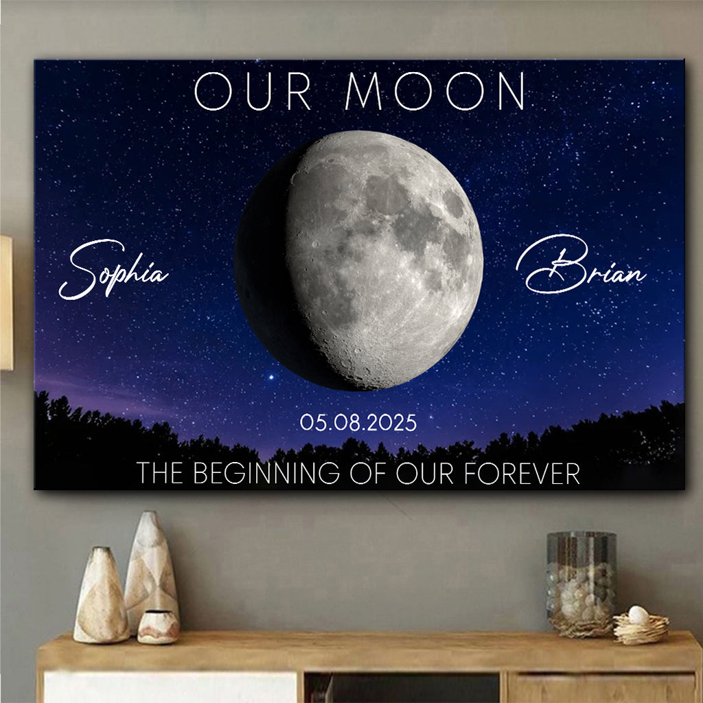 Our Moon Couple Gift Moon Phase Art Anniversary - Personalized Couple Canvas And Poster