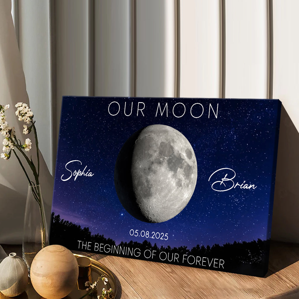Our Moon Couple Gift Moon Phase Art Anniversary - Personalized Couple Canvas And Poster