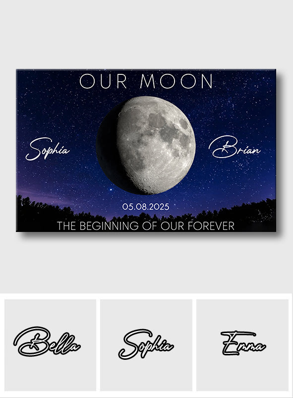Our Moon Couple Gift Moon Phase Art Anniversary - Personalized Couple Canvas And Poster