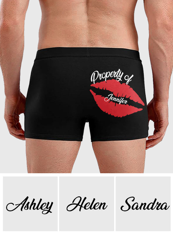 Funny Gift For Him Property Of His Girl - Personalized Couple Men’s Boxer Briefs