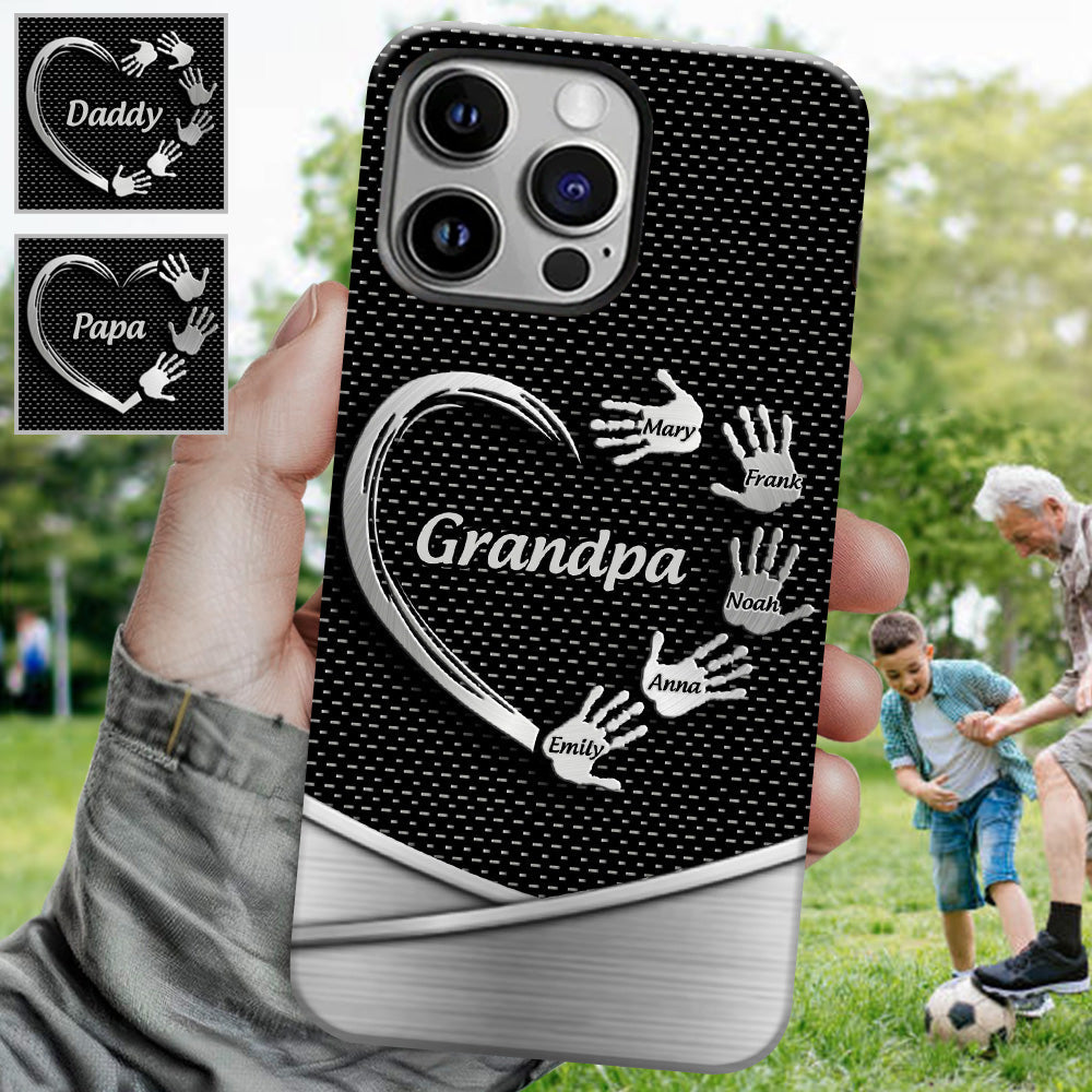 Grandpa Dad Kids Handprints - Personalized Father Full Print Phone Case
