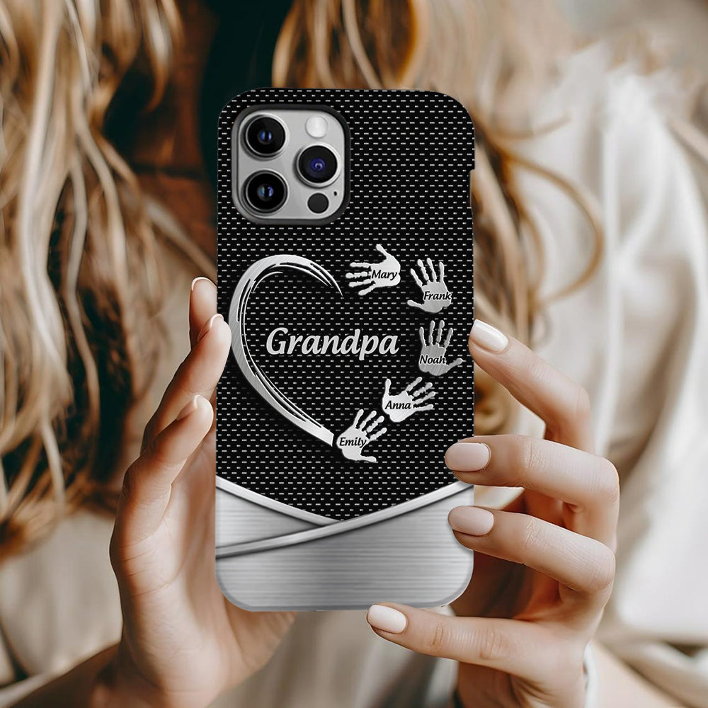 Grandpa Dad Kids Handprints - Personalized Father Full Print Phone Case