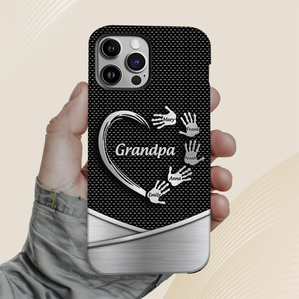 Grandpa Dad Kids Handprints - Personalized Father Full Print Phone Case