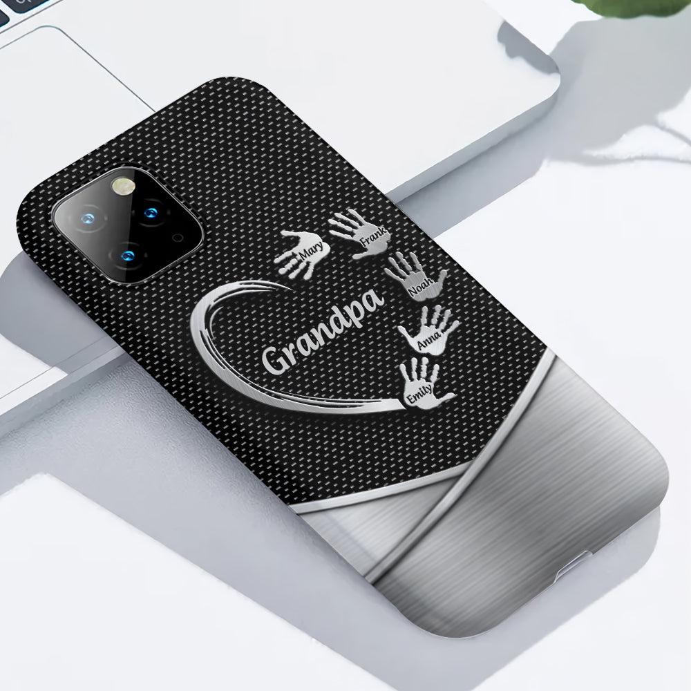 Grandpa Dad Kids Handprints - Personalized Father Full Print Phone Case