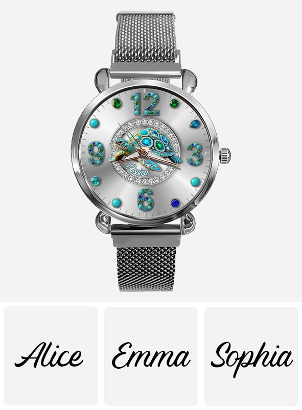 Liebe Schildkröte – Personalisierte Damen-Handuhr mit Schildkrötenmotiv