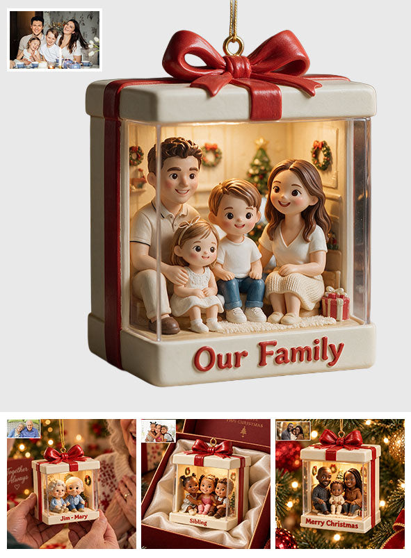 A Little Box of Christmas Joy - Personalized Family Premium 3D Ornament
