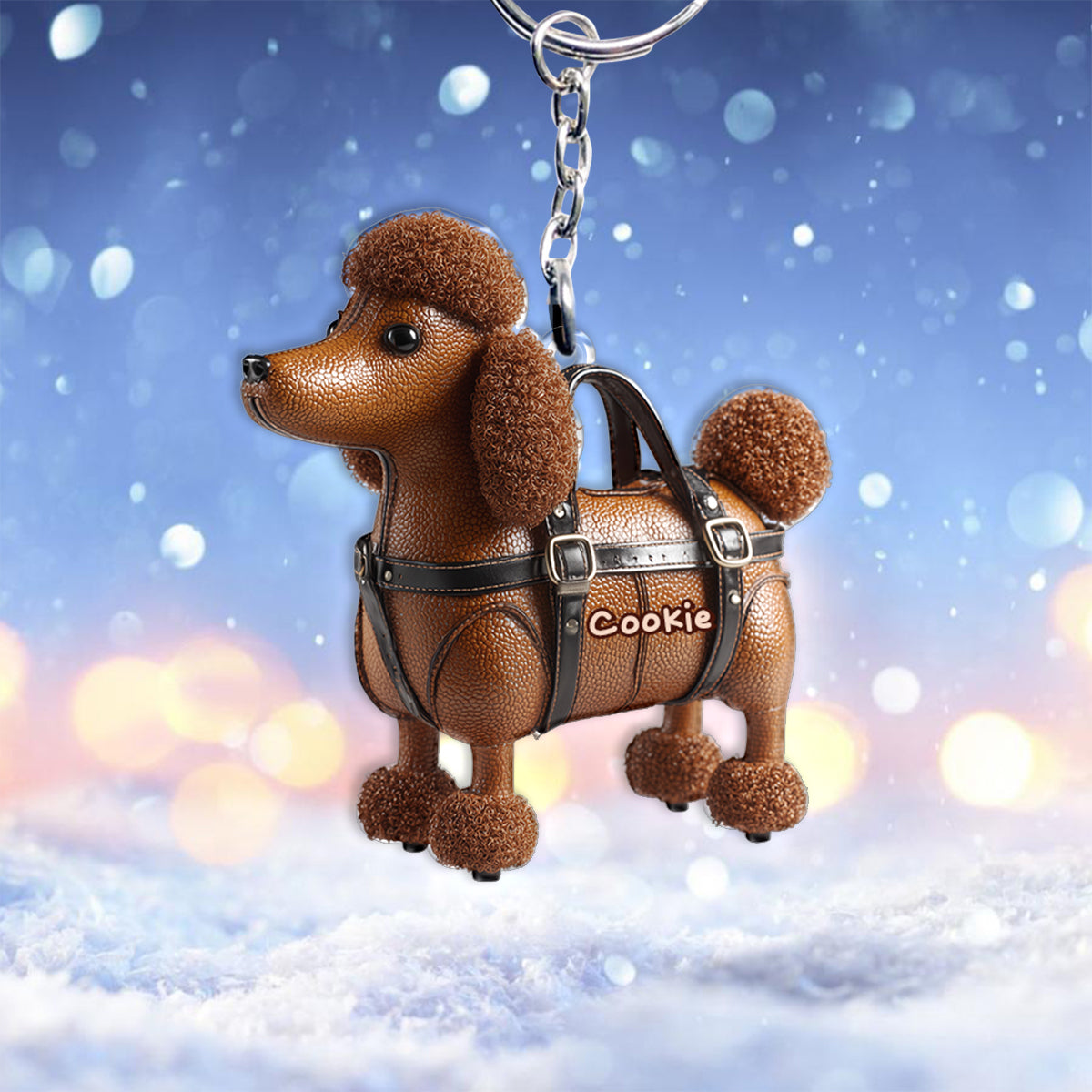 Cute Poodle - Personalized Dog Keychain