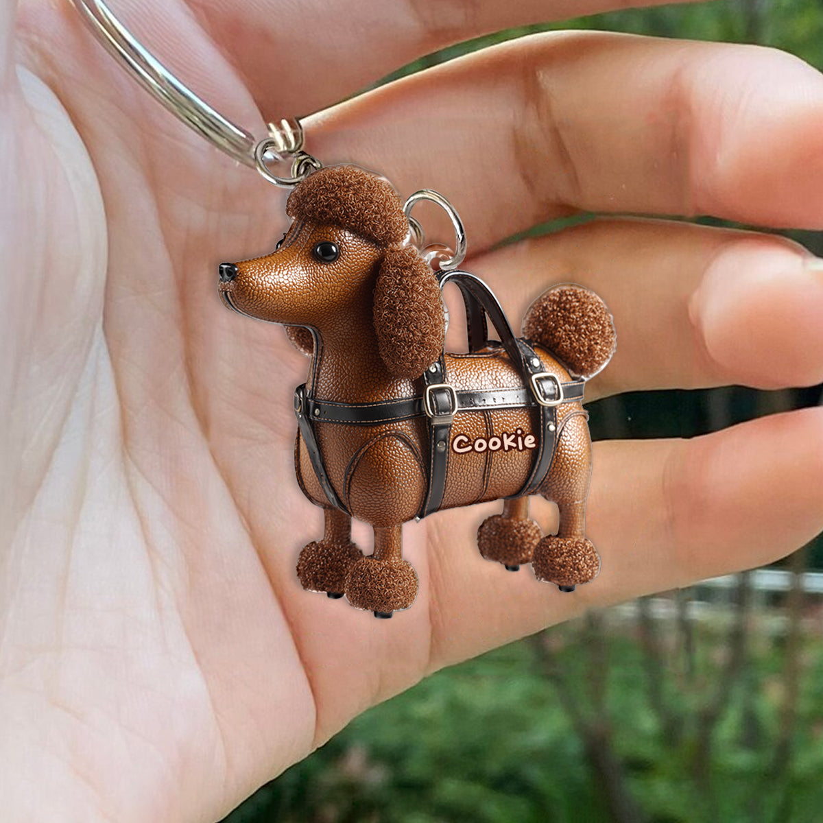 Cute Poodle - Personalized Dog Keychain