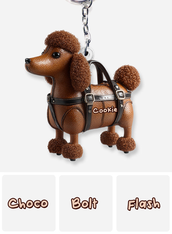 Cute Poodle - Personalized Dog Keychain