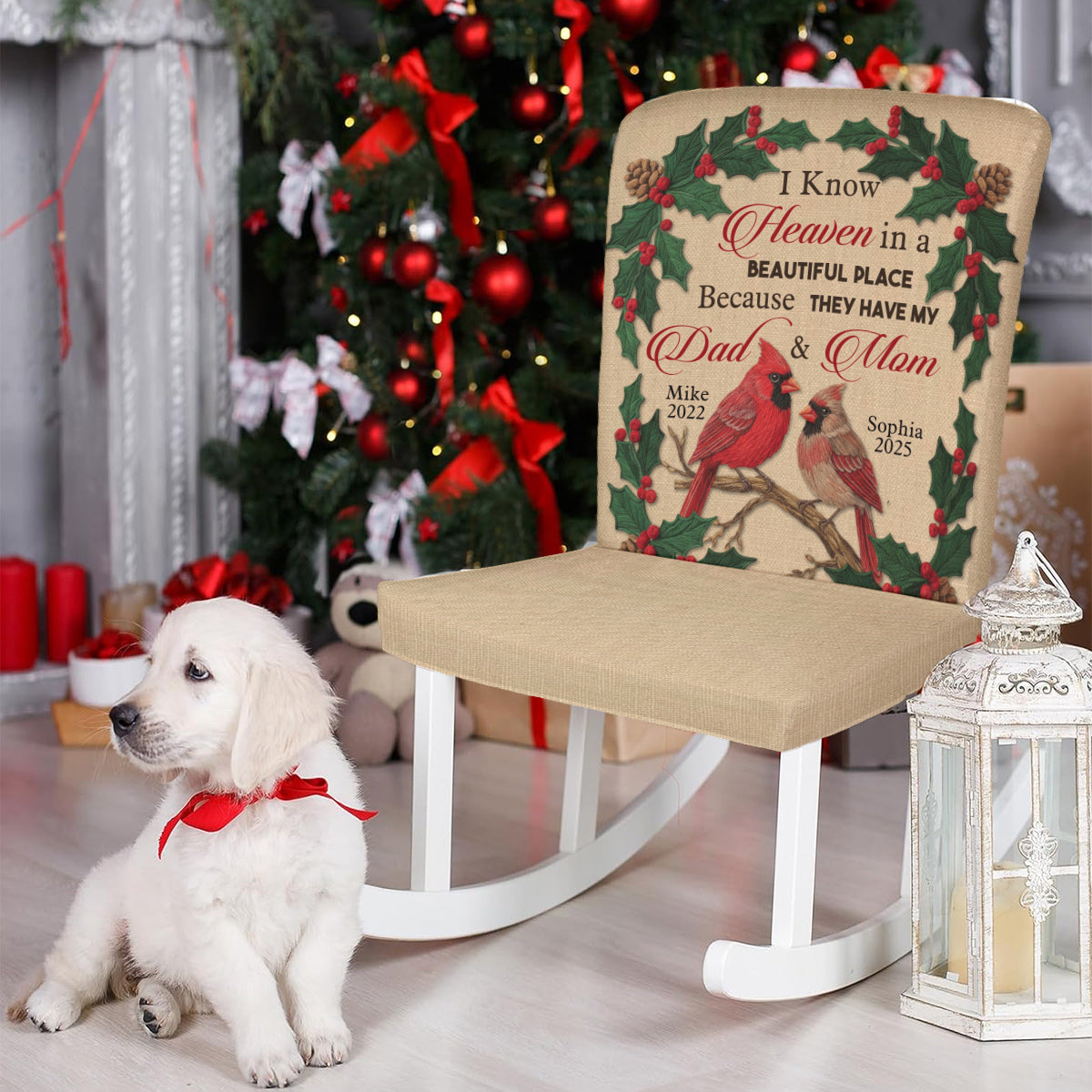 Heaven Is A Beautiful Place - Personalized Memorial Chair Cover Set