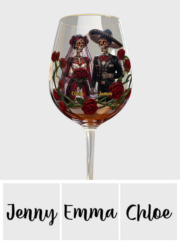 From Our First Kiss - Personalized Couple Wine Glass With Long Stem