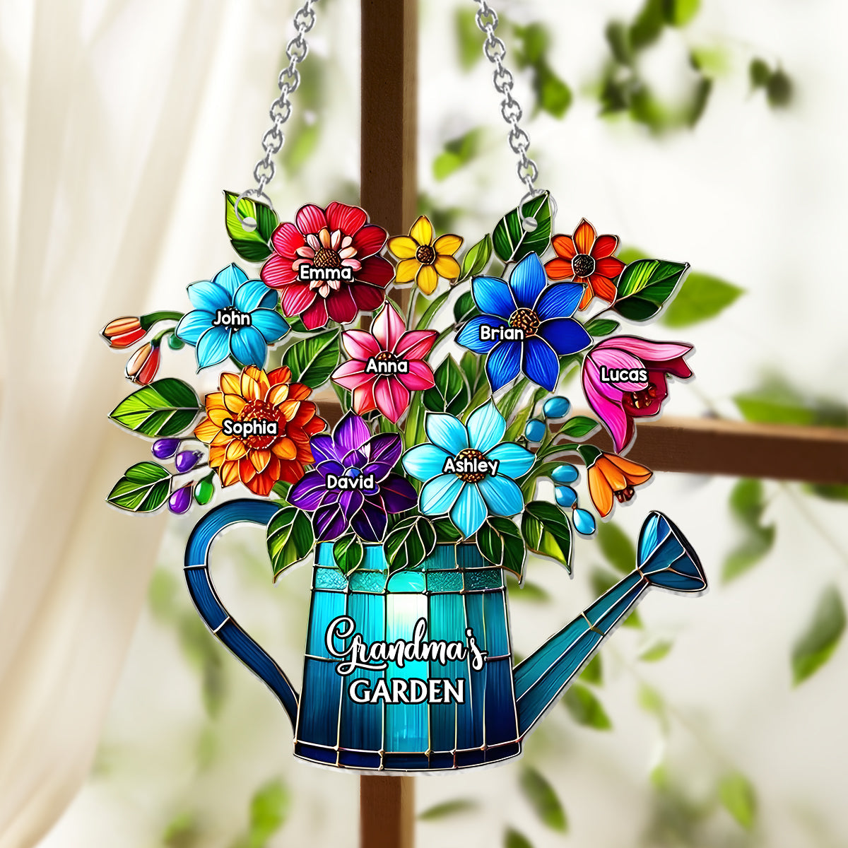 Grandma's Mom's Garden - Personalized Grandma Window Hanging Suncatcher Ornament