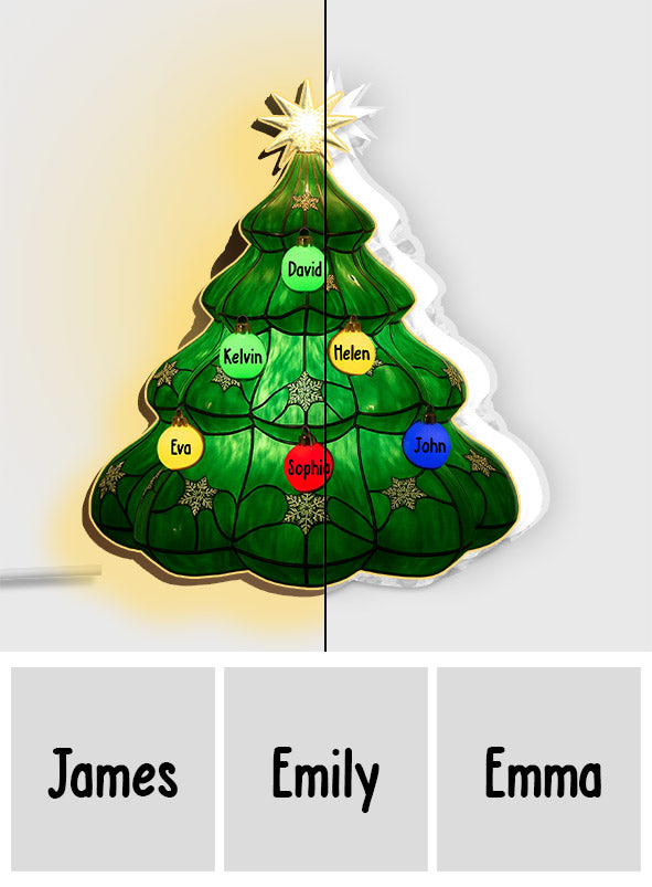 Fröhliche Weihnachten! Personalisierter Familien-Weihnachtsbaum – Acryl-LED-Nachtlicht