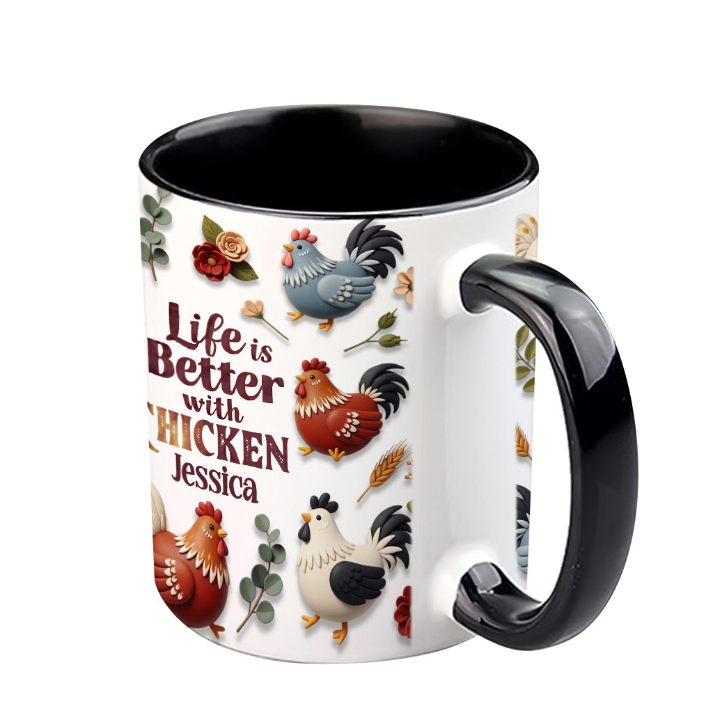Life Is Better With Chicken - Personalized Chicken Accent Mug